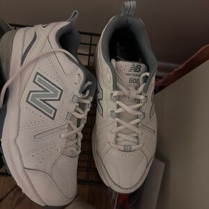 New Balance 608 White Sneakers with Gray Accents